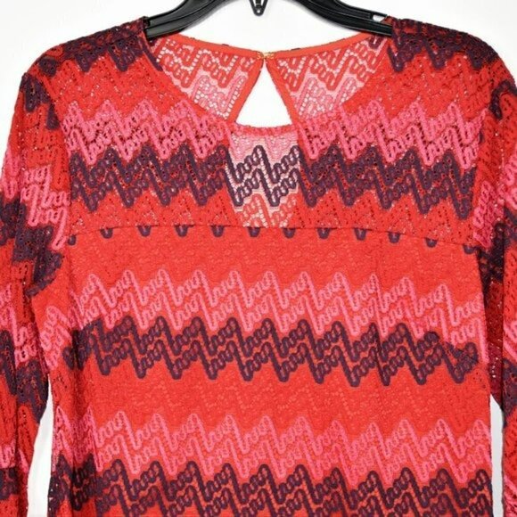 NWT TRINA TRINA TURK Lovey Bell Sleeves Chevron Print Party Mini Dress - Picture 4 of 8